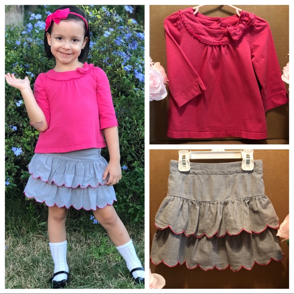 $58 Janie and Jack 2T Bundle Pink top / Gray Skirt